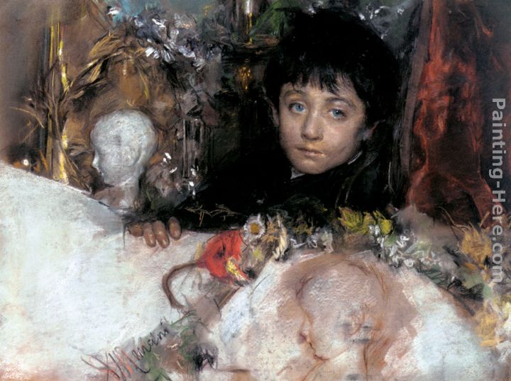 Portrait Of A Young Boy painting - Antonio Mancini Portrait Of A Young Boy art painting